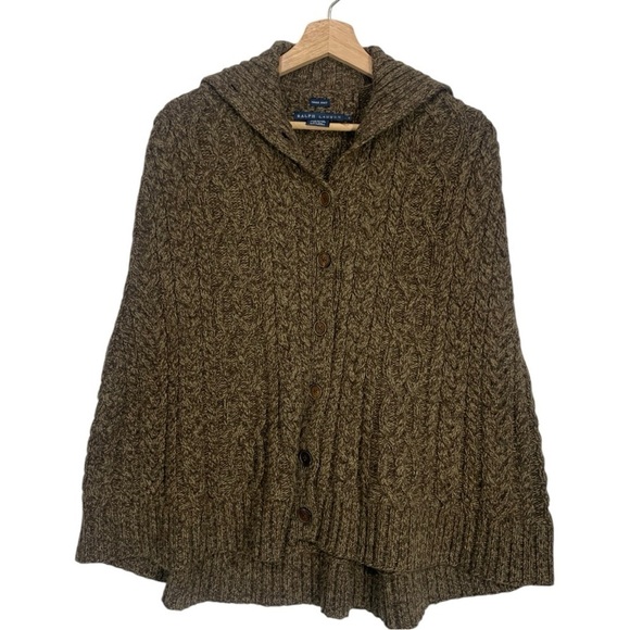 Vintage Ralph Lauren Hand Knit Button Front Poncho Sweater Size Small - Picture 1 of 8